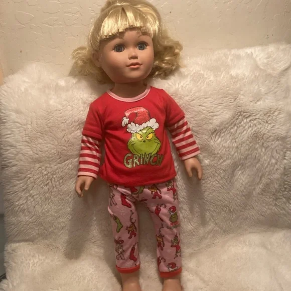 My life 18 inch blonde doll with grinch costume like new Christmas - Picture 2 of 6